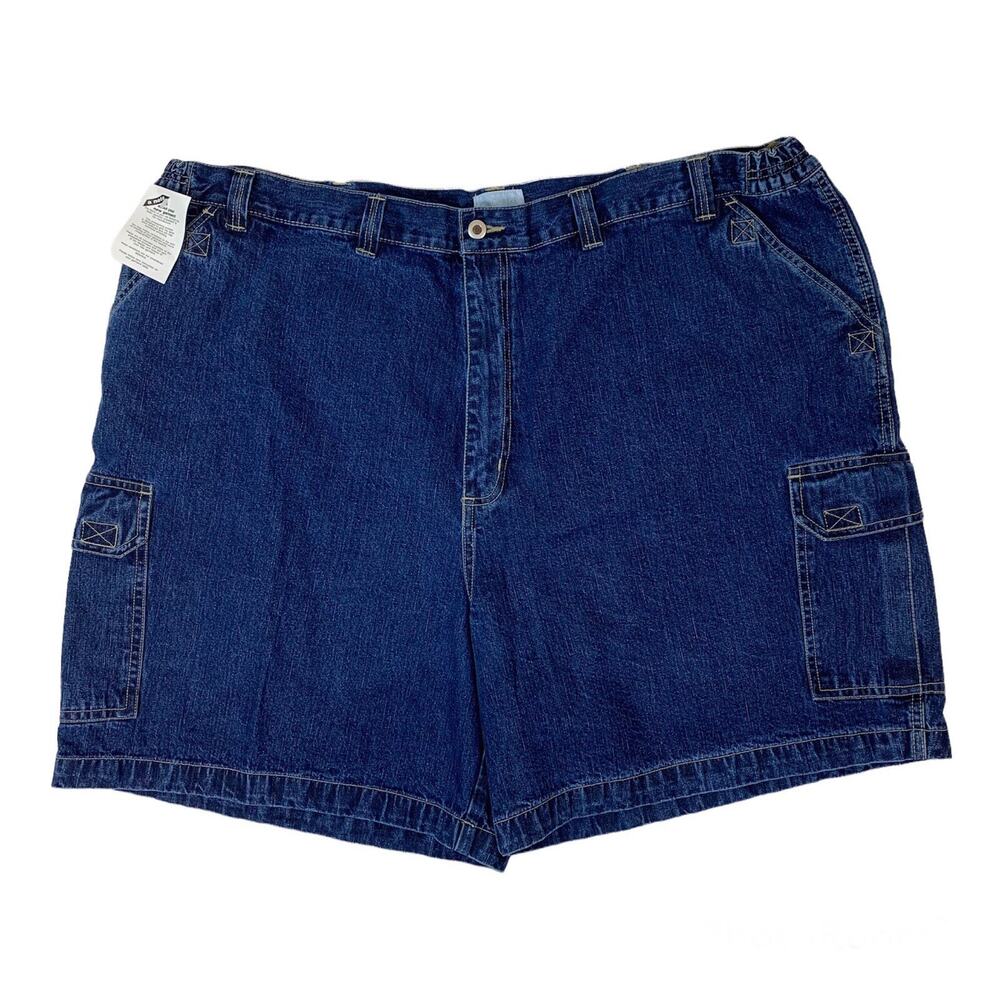 NWT King Size Jean Denim Blue Cargo Six Pocket Shorts Size 50x7.25